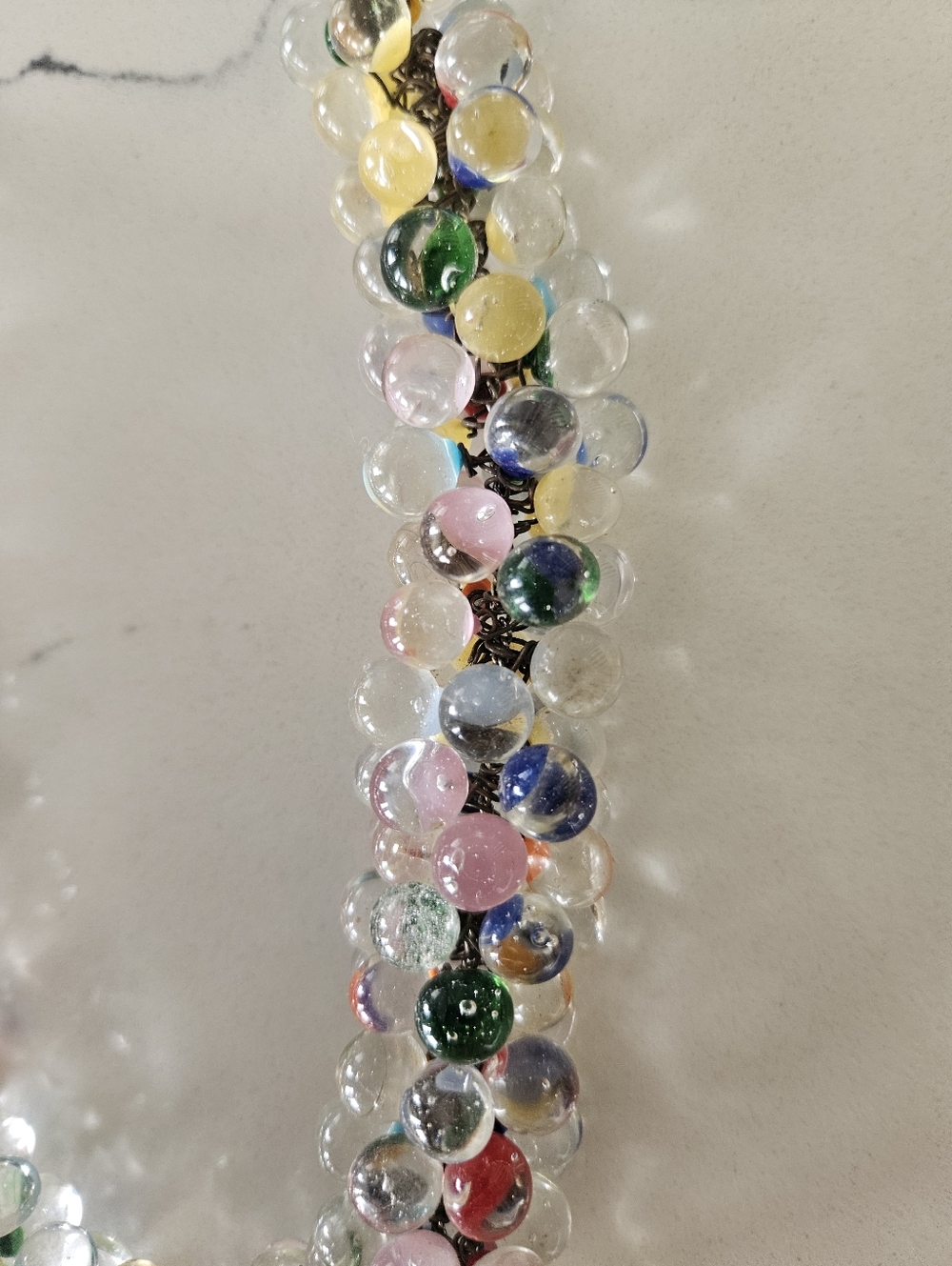 Vintage MCM Murano Art Glass Color Shifting Pools Light Statement Necklace 24" - Picture 7 of 11
